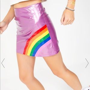 Dolls Kill x delia’s Rainbow PVC Mini Skirt